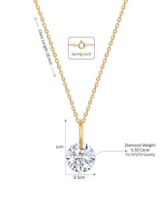 Lab Grown 0.5 Carat Solitaire Diamond Pendant With Chain