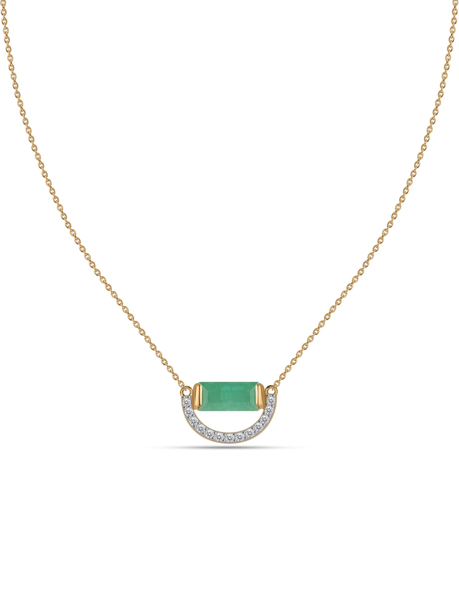 Natural Emerald Half Moon Pendant