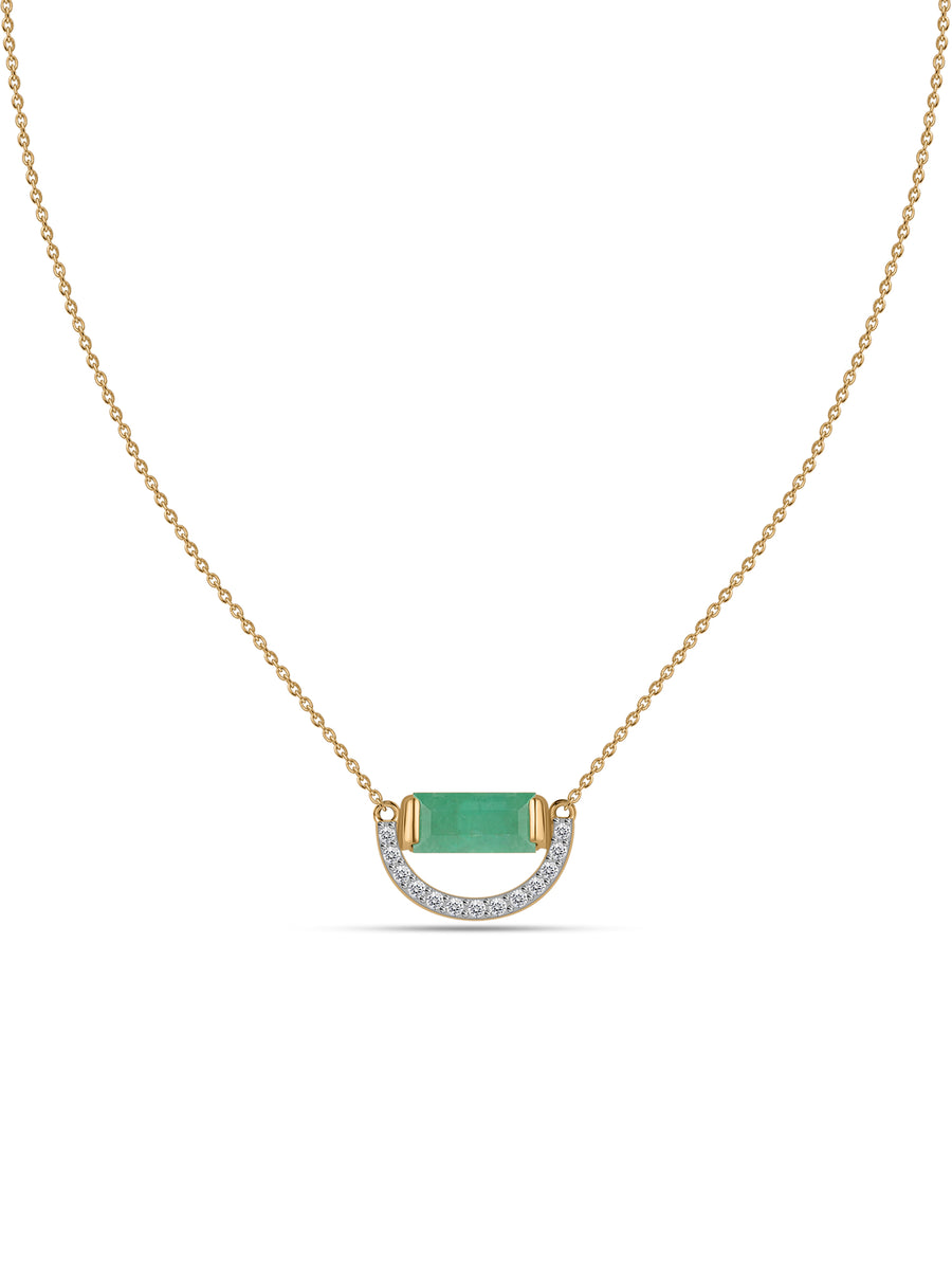Natural Emerald Half Moon Pendant