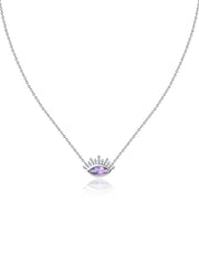 Natural Amethyst Eye Necklace in Silver