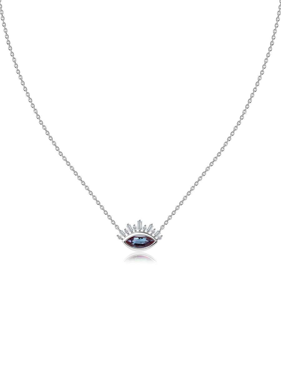 Alexandrite Eye Necklace in Silver
