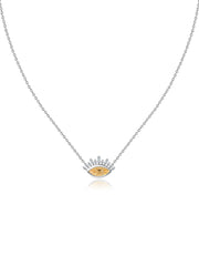 Ethnic Citrine Eye Necklace in Silver