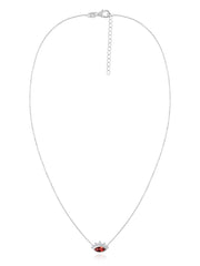 Natural Garnet Eye Necklace in Silver