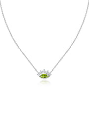 Natural Peridot Eye Necklace in Silver
