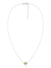Natural Peridot Eye Necklace in Silver