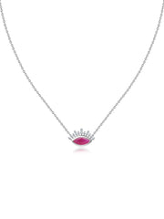 Natural Ruby Eye Necklace in Silver