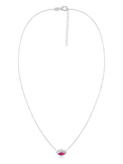 Natural Ruby Eye Necklace in Silver