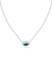 Natural Emerald Eye Necklace in Silver