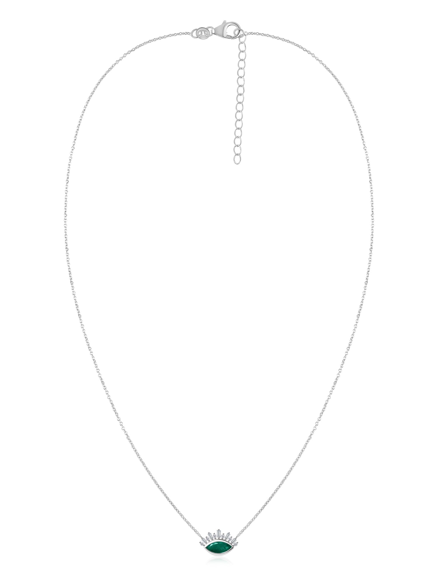 Natural Emerald Eye Necklace in Silver