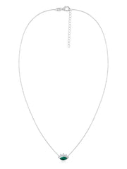 Natural Emerald Eye Necklace in Silver
