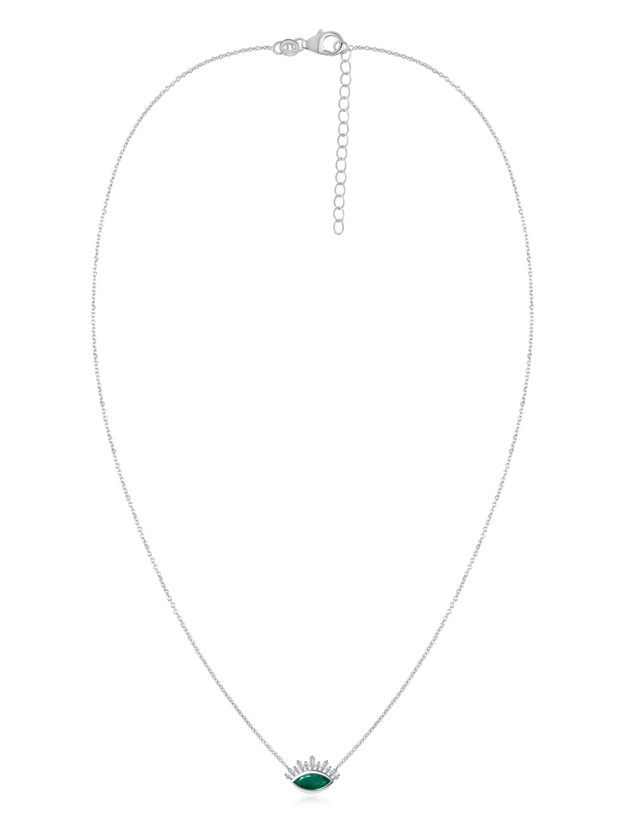 Natural Emerald Eye Necklace in Silver