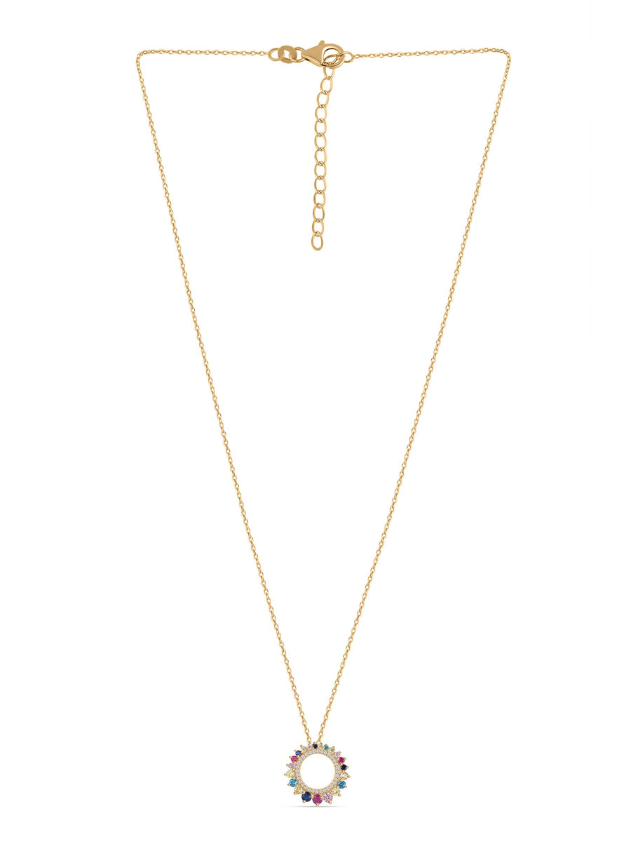 Multi Color Circle Gold Pendant For Women_1