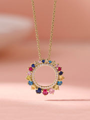 Multi Color Circle Gold Pendant For Women