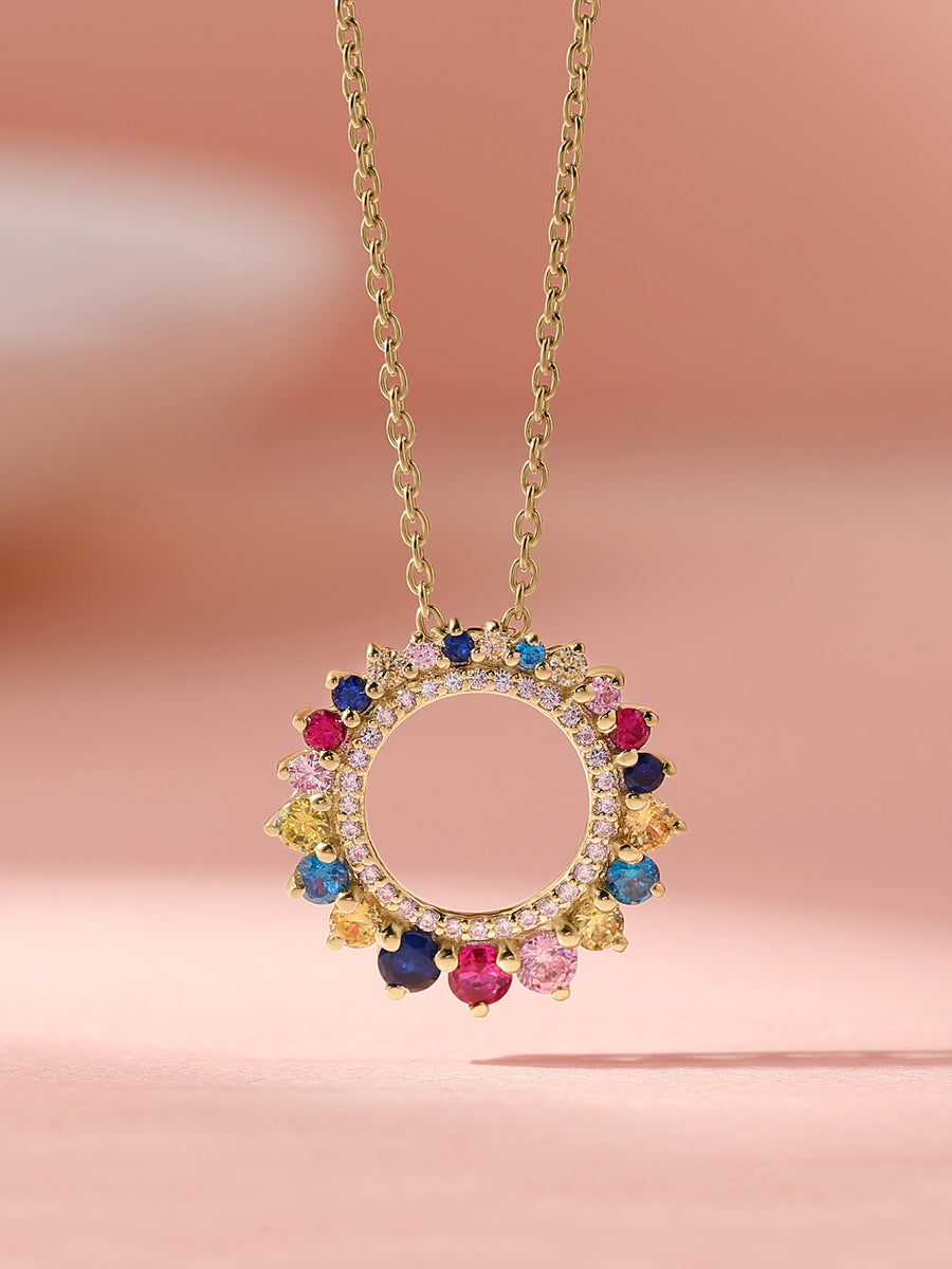 Multi Color Circle Gold Pendant For Women