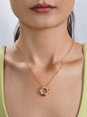 Multi Color Circle Gold Pendant For Women