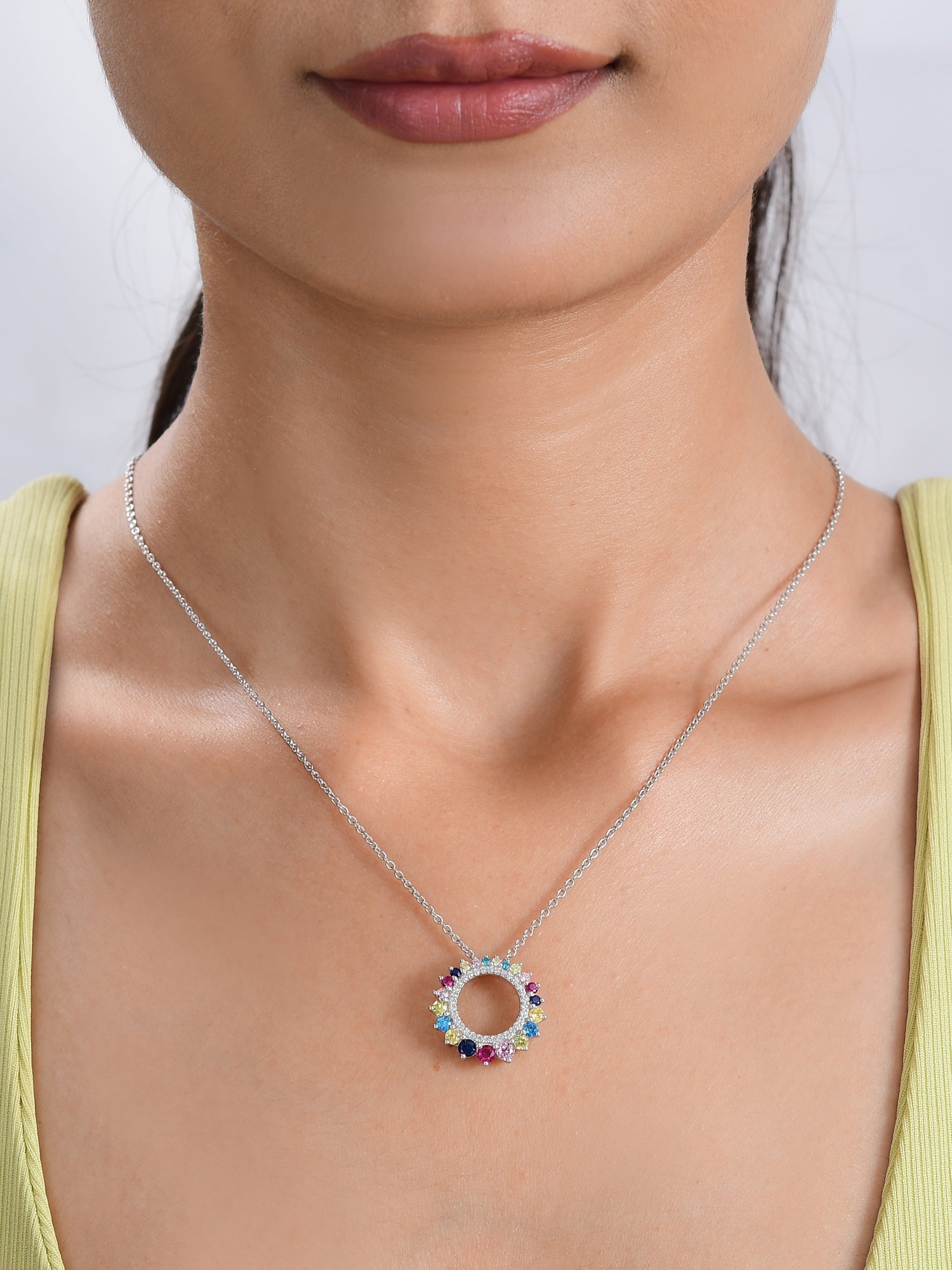 Multi Color Circle Pendant For Women