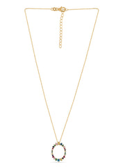 Multi Color Oval Gold Pendant For Women-2