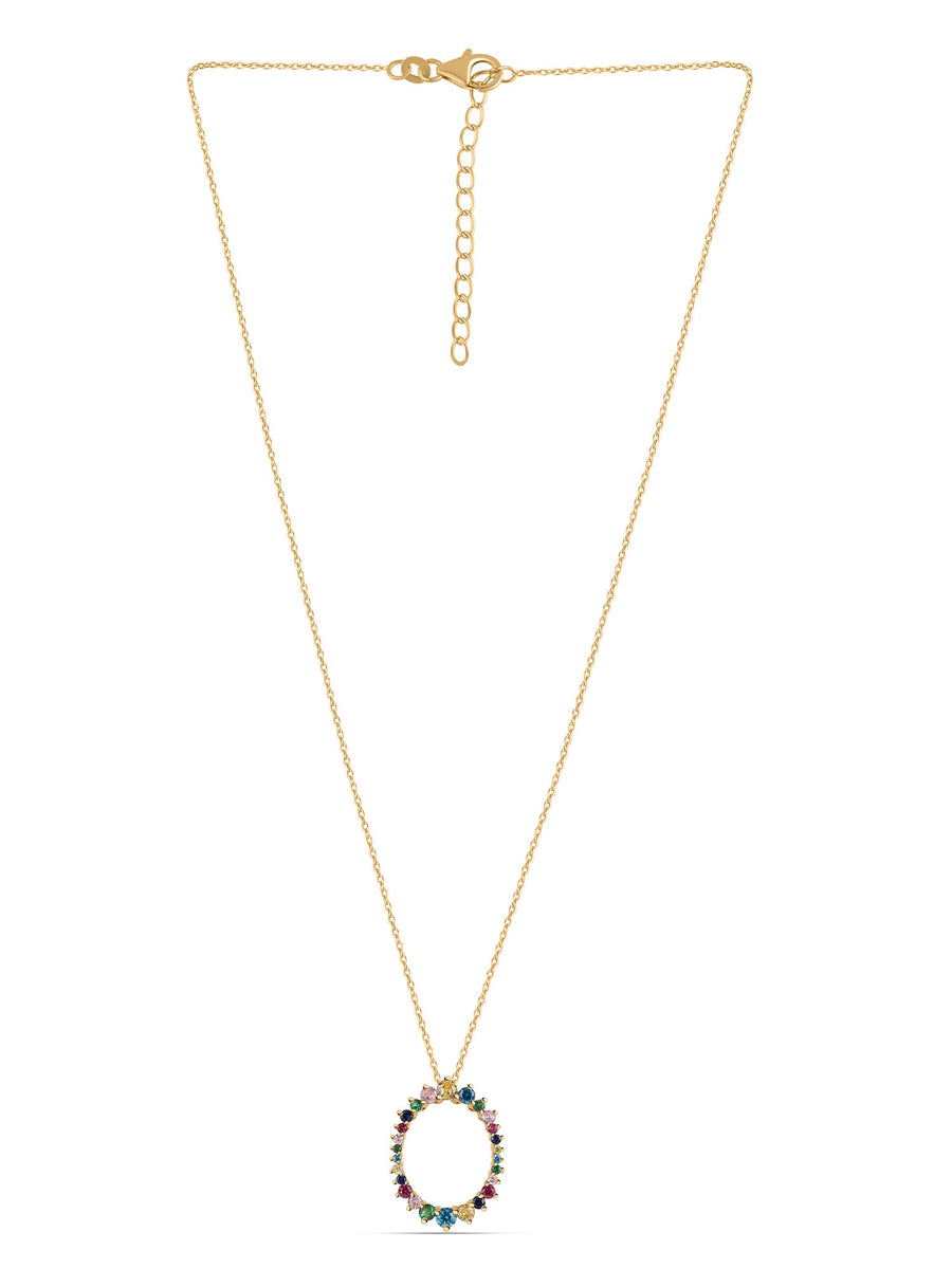 Multi Color Oval Gold Pendant For Women-2