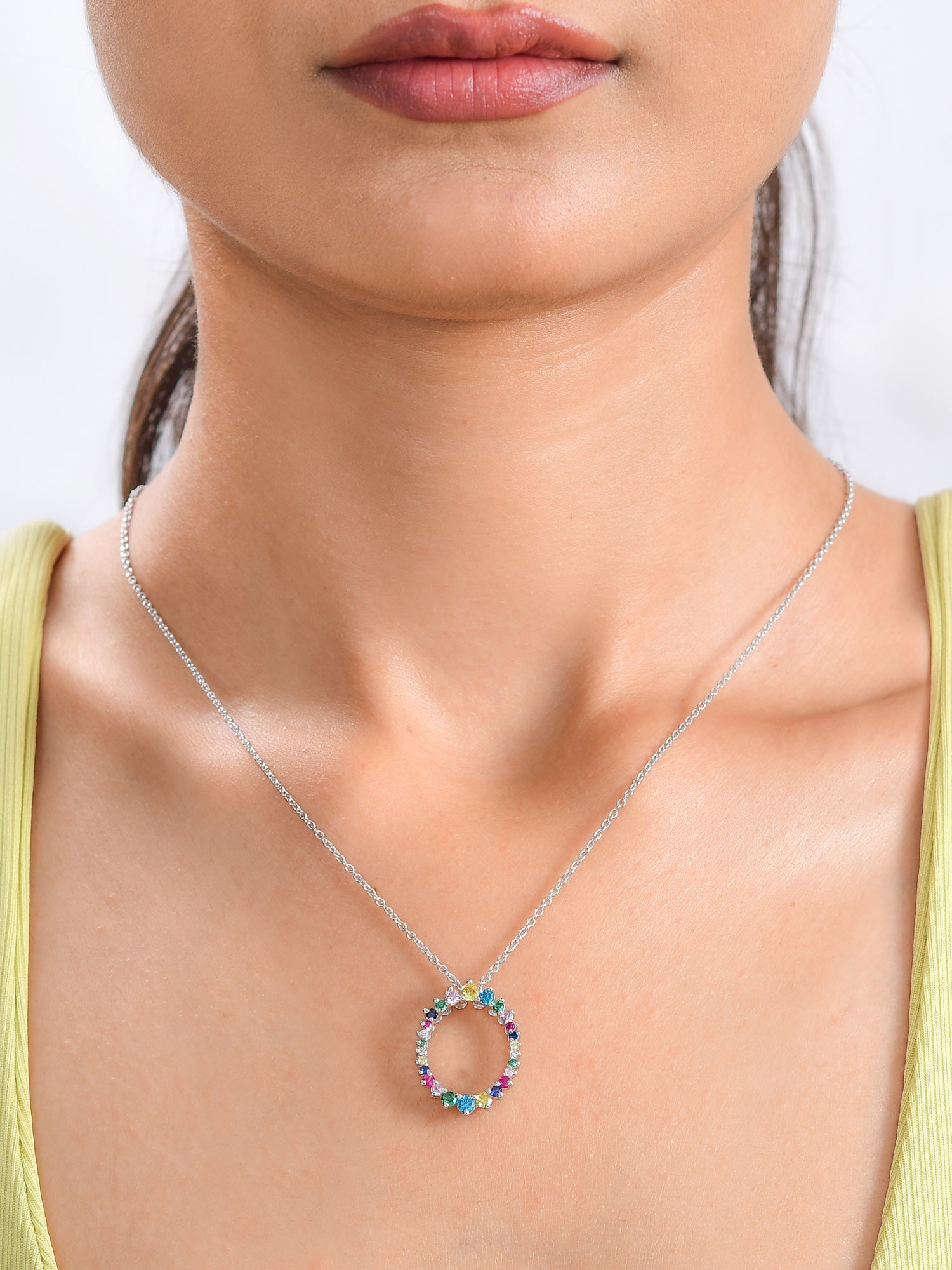 Multi Color Oval Pendant For Women
