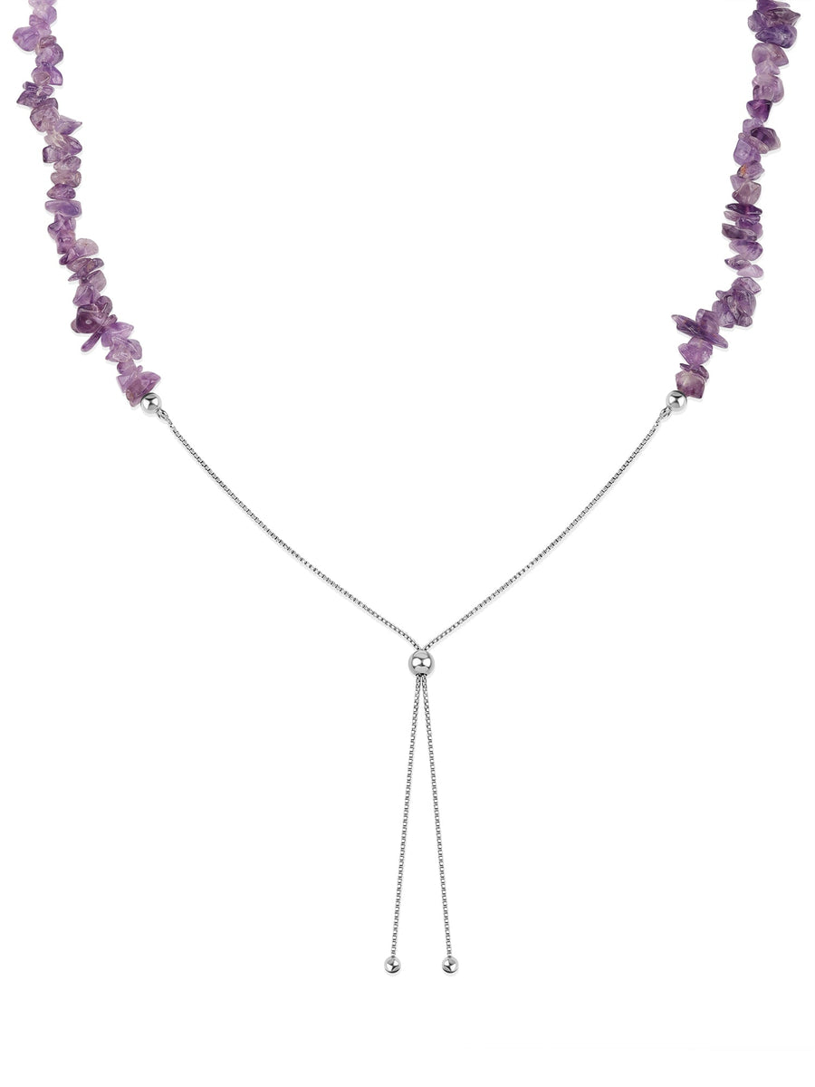 Amethyst Beads Bolo Necklace