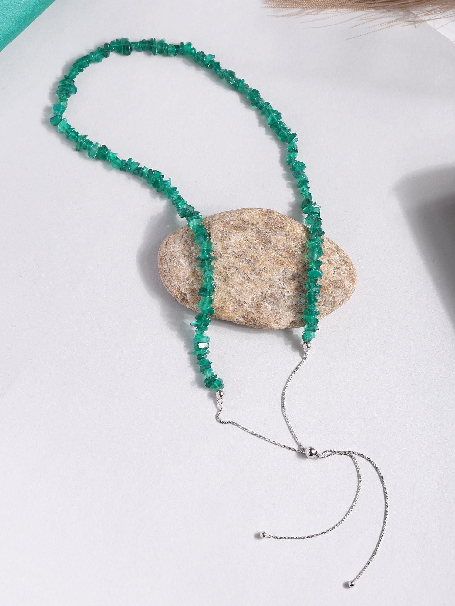 Green Onyx Beads Bolo Necklace