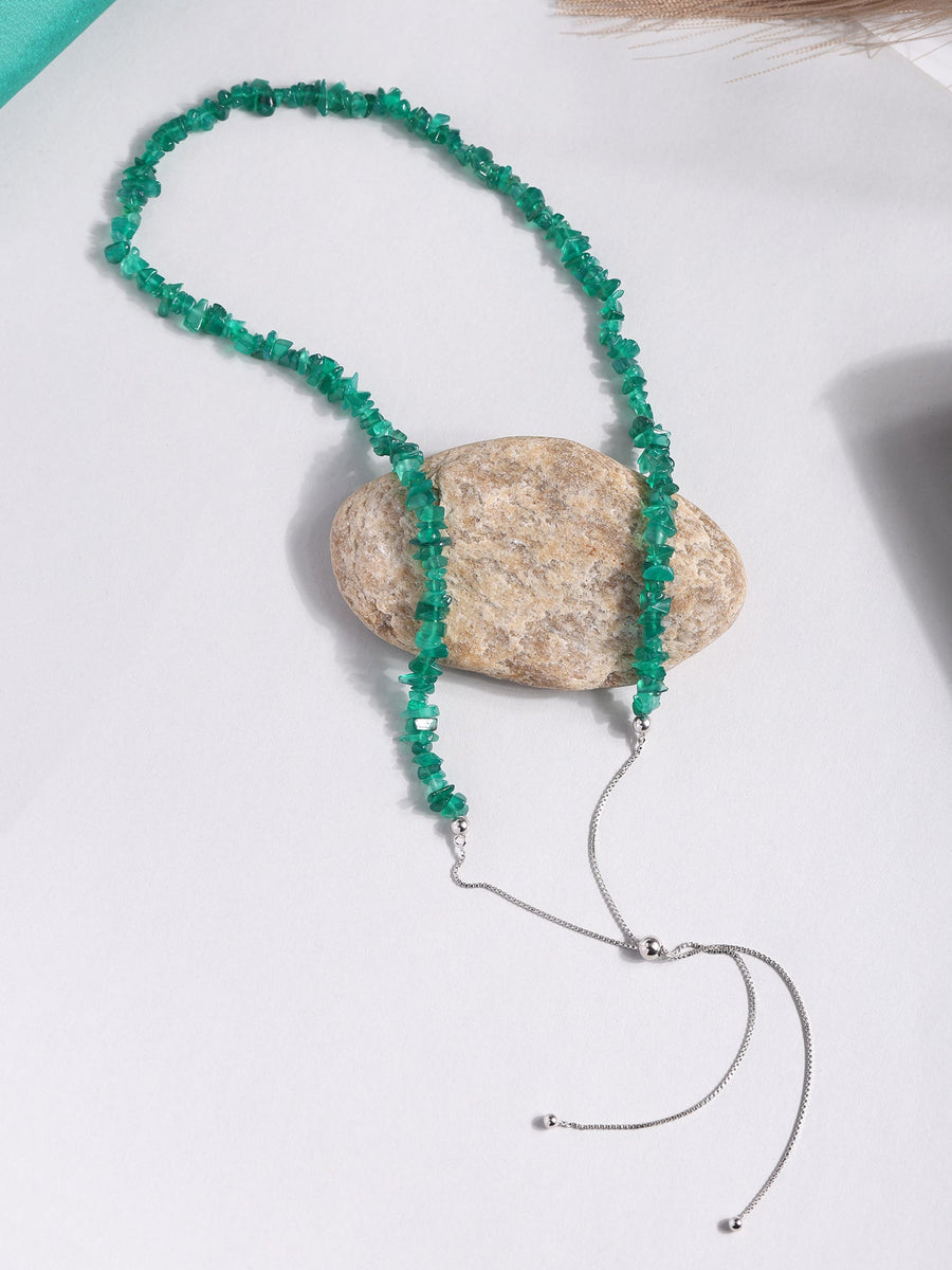 Green Onyx Beads Bolo Necklace