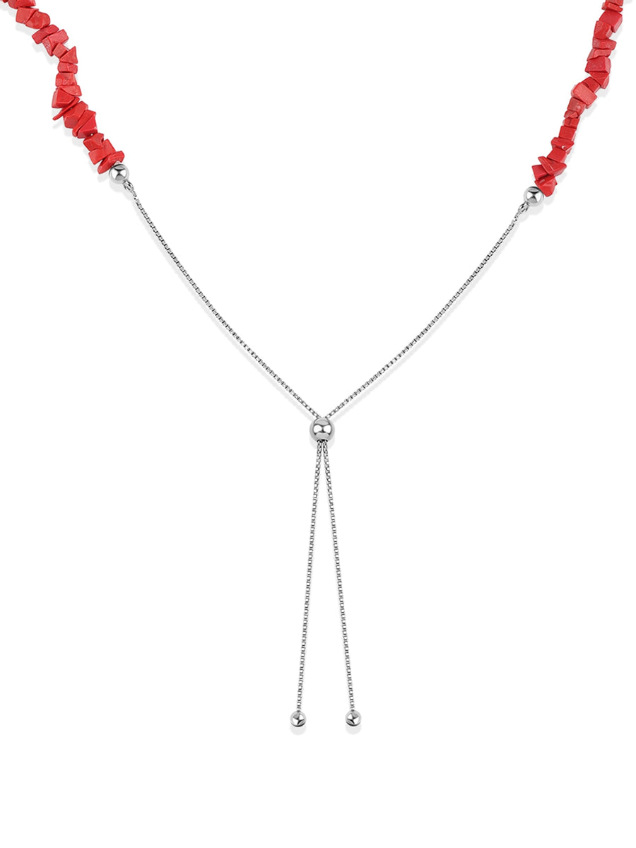 Coral Beads Bolo Necklace