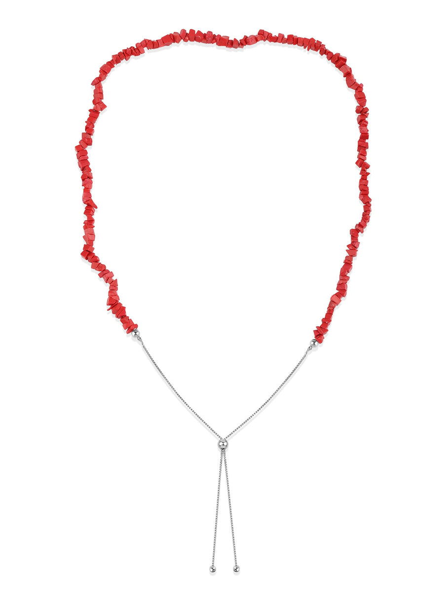 Coral Beads Bolo Necklace