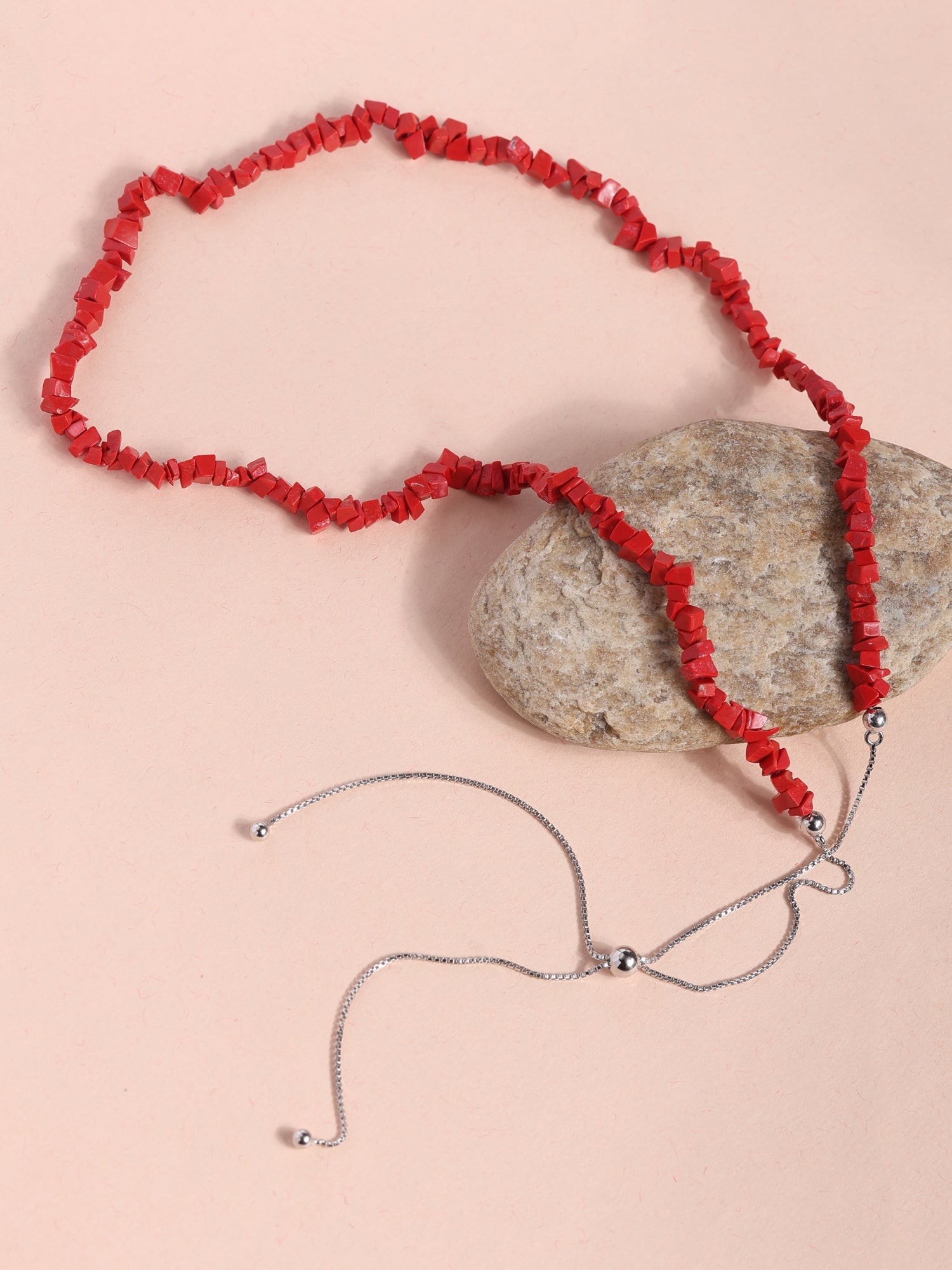 Coral Beads Bolo Necklace
