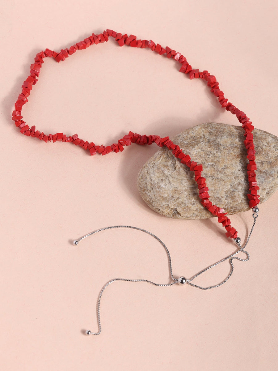 Coral Beads Bolo Necklace