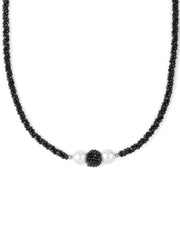 Black Spinel & White Pearl Necklace