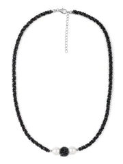 Black Spinel & White Pearl Necklace