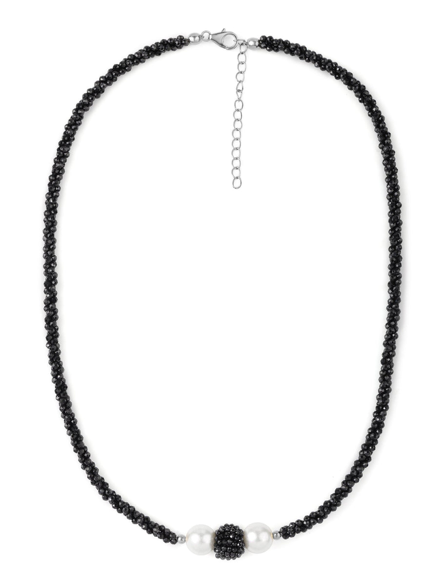 Black Spinel & White Pearl Necklace
