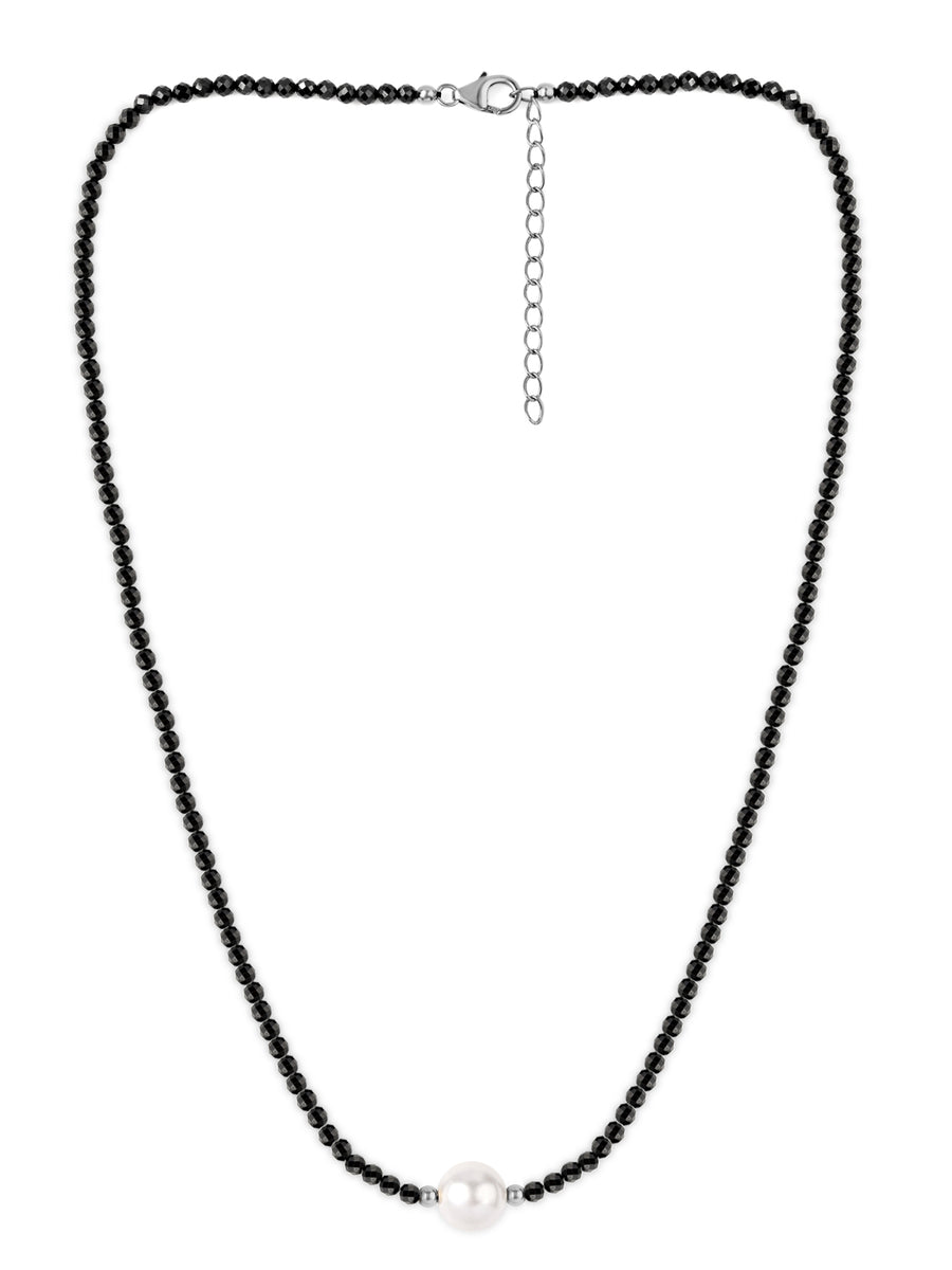 Ying & Yang Shell Pearl Black Spinel Necklace