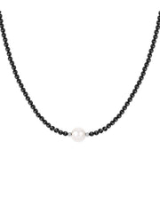 Ying & Yang Shell Pearl Black Spinel Necklace