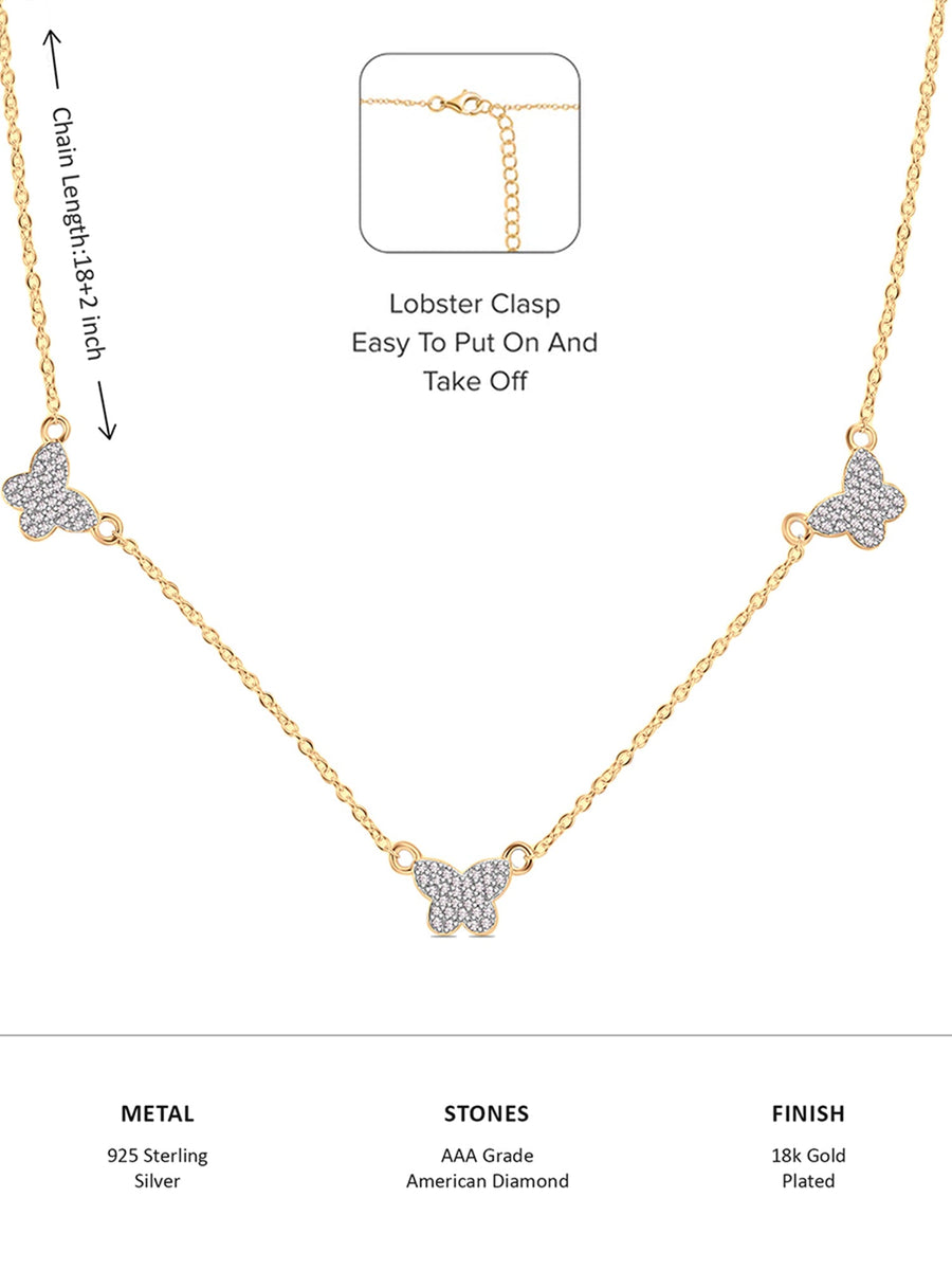 Gold Plated Butterfly Charm Necklace For Women-3