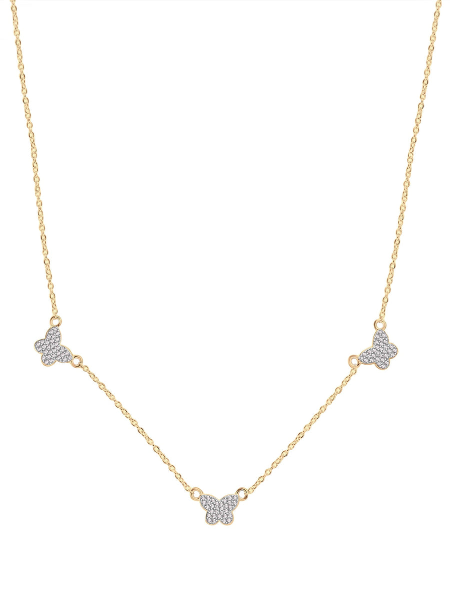 Gold Plated Butterfly Charm Necklace For Women-1