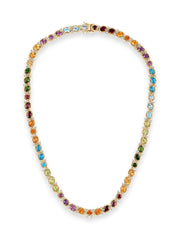 Natural Multi-Gemstone Silver Necklace