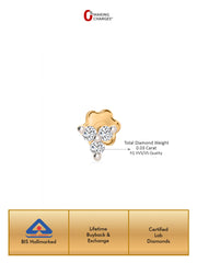 Triology Lab Grown Diamond 14k Gold Nose Pin With BIS Hallmarked