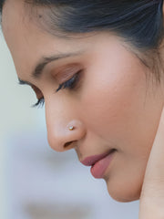 Lab Grown Solitaire Diamond Gold Nose Pin With Model