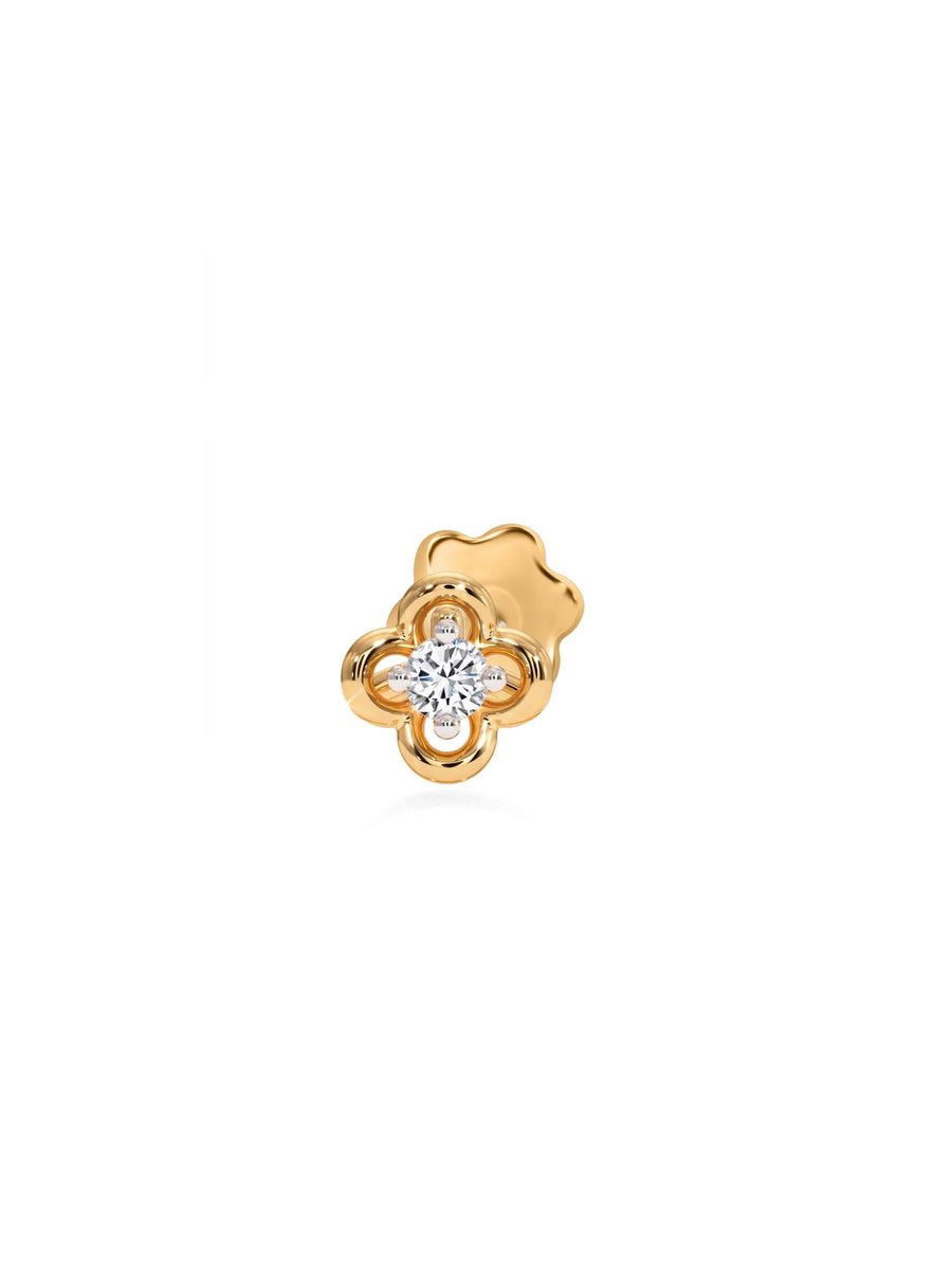 Ornate Solitaire Lab Grown Diamond Nose Pin