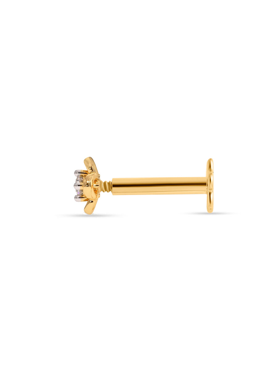 Ornate Solitaire Lab Grown Diamond Nose Pin