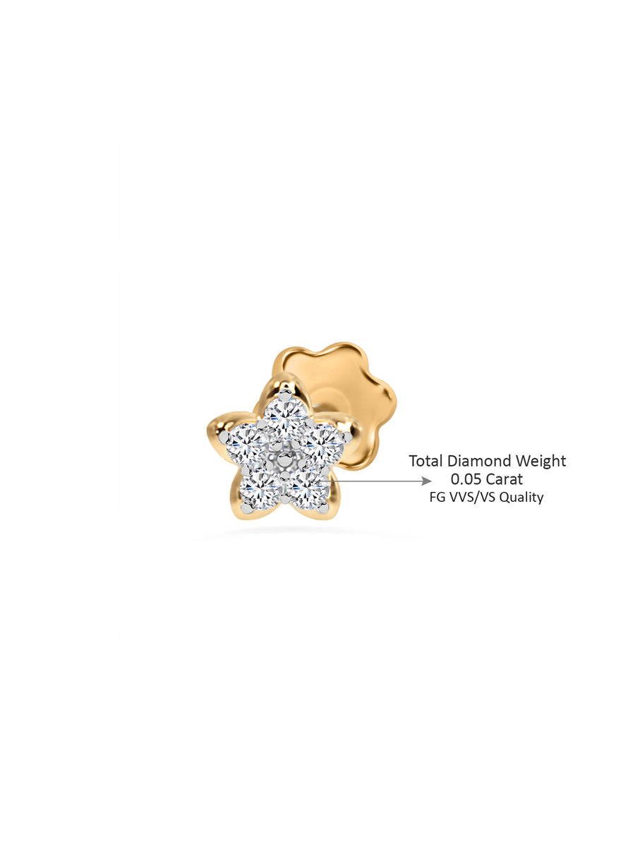 Ornate Stars Lab Diamond Nose Pin