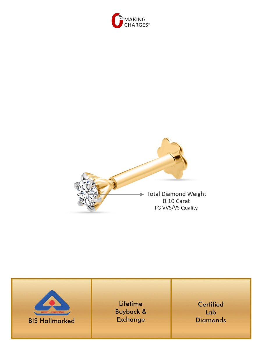 Lab Grown 0.10 Carat Diamond Nose Pin