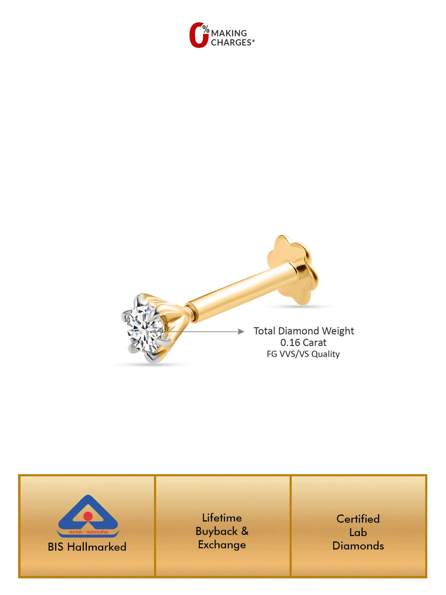 Lab Grown 0.16 Carat Diamond Nose Pin
