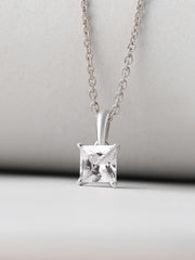 Princess Diamond Look Pendant With Chain