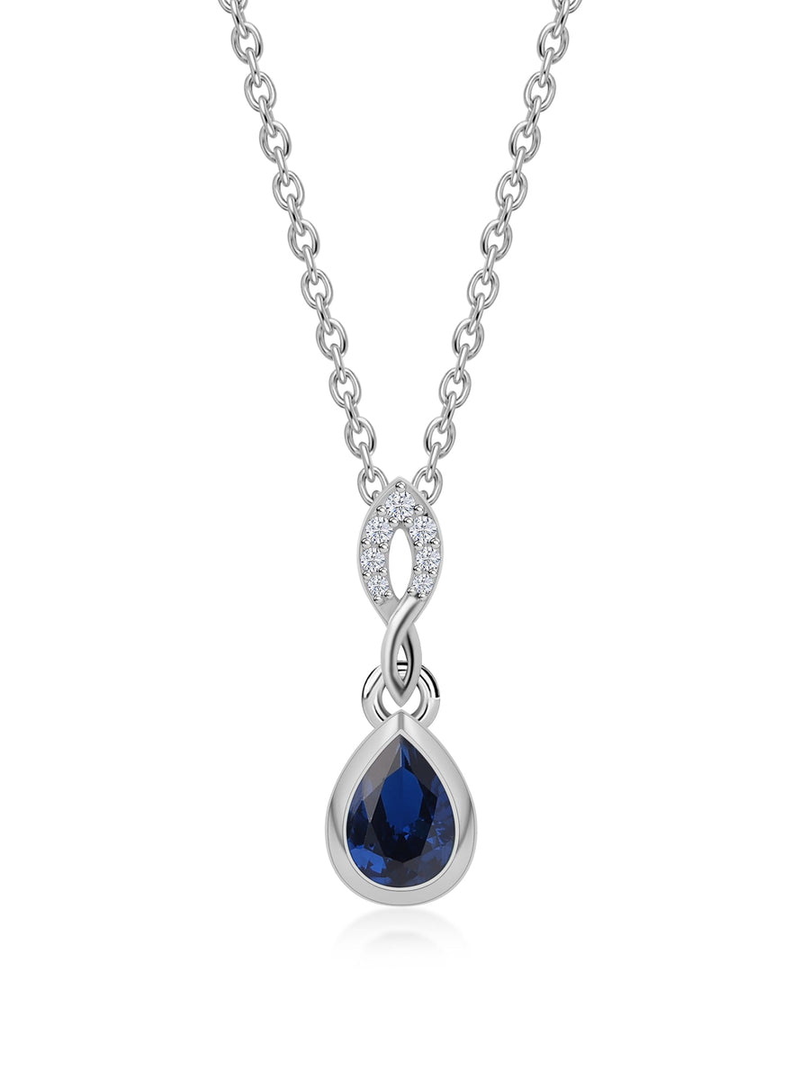Blue Sapphire Drop Necklace For Women