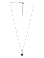 Blue Sapphire Drop Necklace For Women