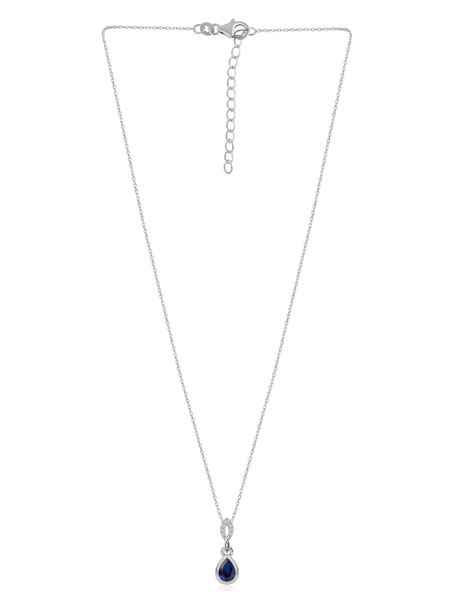 Blue Sapphire Drop Necklace For Women