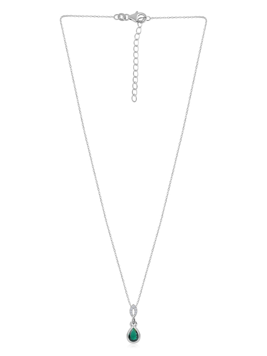Green Emerald Drop Necklace For Women